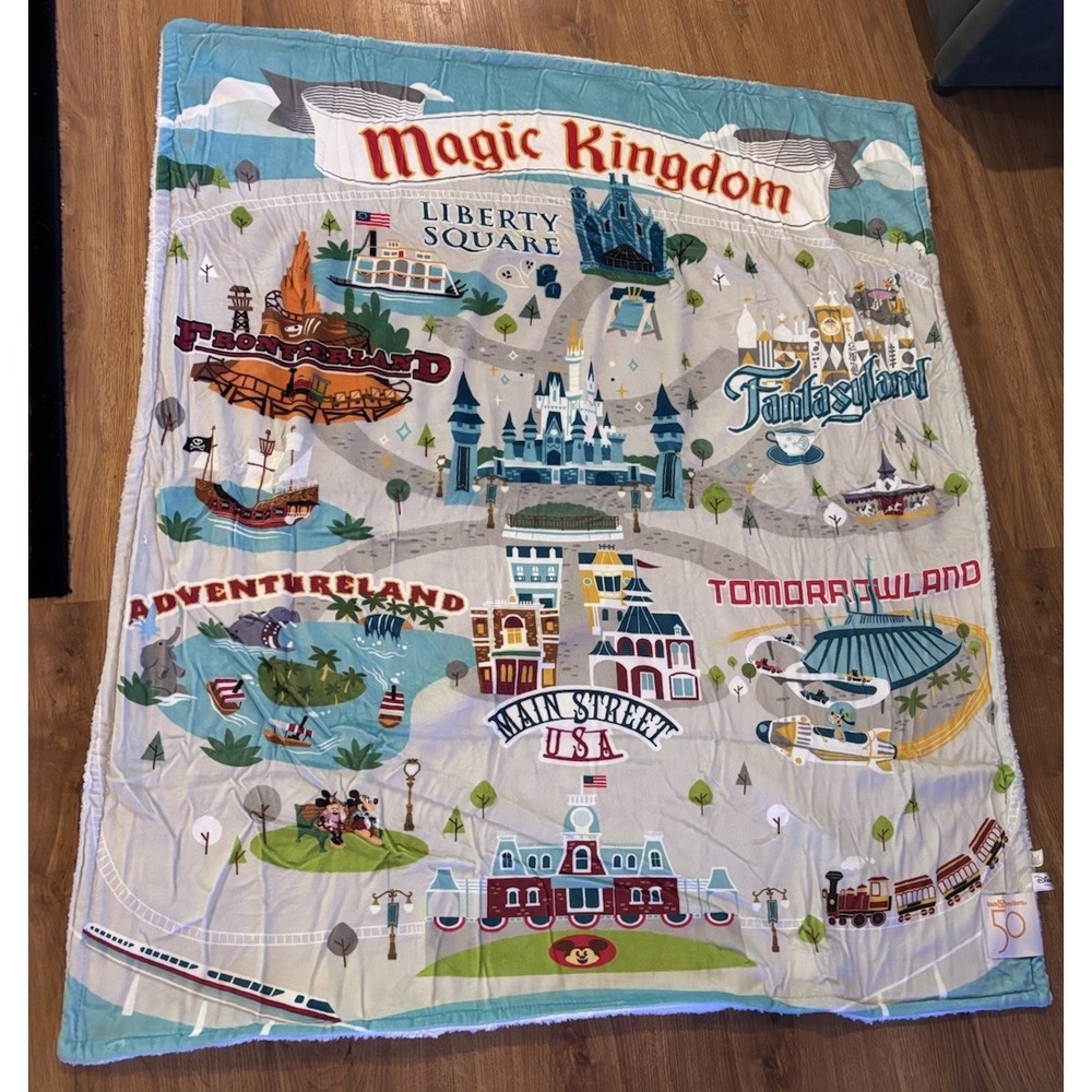 2022 Walt Disney World 50th Anniversary Hallmark Magic Kingdom Map Throw Blanket